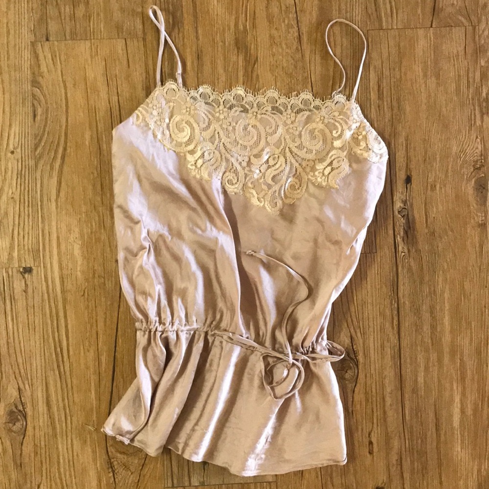 100% silk eyelash lace cami